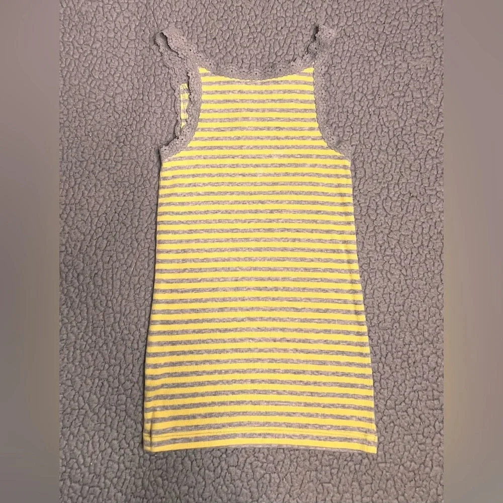 Gap Kids Tank Top Yellow‎ And Gray Little Girls Size Medium With Lace